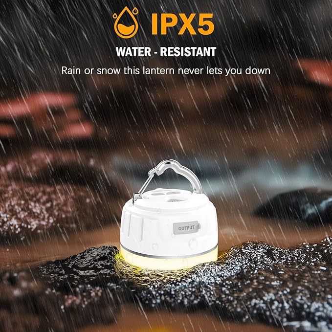 Rechargeable LED Camping Lantern 1000LM, 300H Runtime, 6400mAh, IPX5 Waterproof Tent Light for Camping, Hiking, Power Outages, Home, Emergency Use - Standard Edition,White