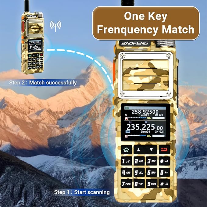 BAOFENG UV-25 PRO 10W Heavy Duty Radio Handheld Tri Band Baofeng Waterproof Radio Tri Band Ham Radios 999CH 5200MAh BatteryType-C Charging UHF VHF MW FM Air NOAA Multi-Band Receiver (Yellow)