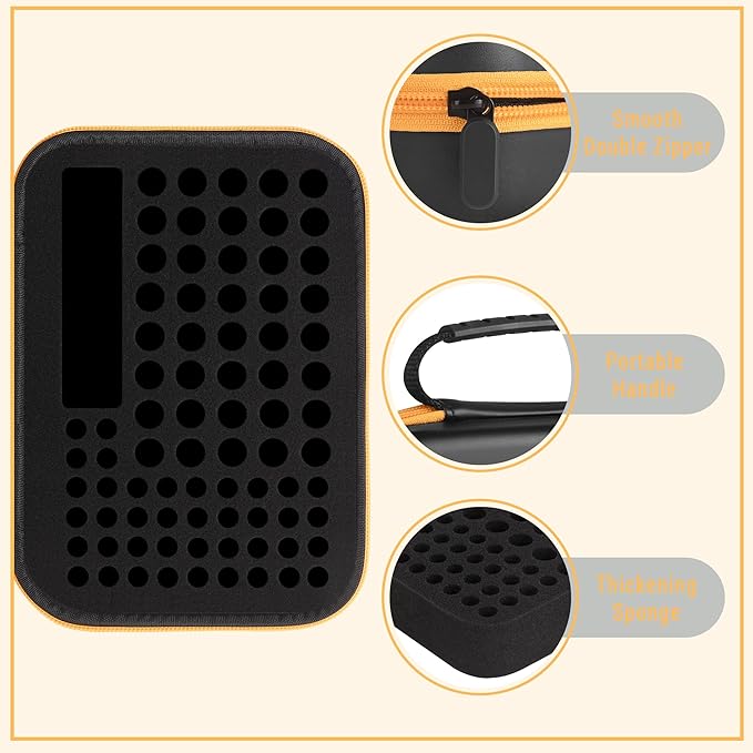 Battery Organizer Storage Case with Tester for AA AAA Button Battery Holder Carrying 3 Batteries Variety Pack 88 Batteries Zipper Mesh Bag (Batteries Not Included) (black-orange)