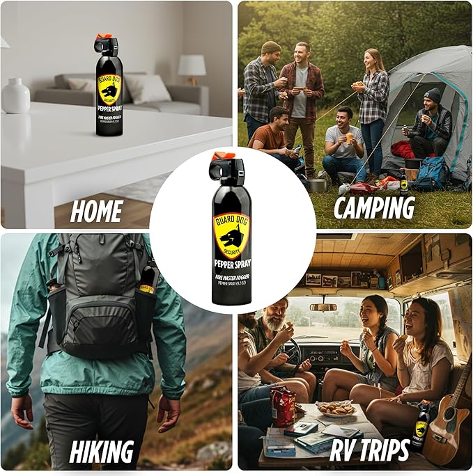 Guard Dog Security Fire Master OC Pepper Spray Self Defense, Police Strength with UV dye, Easy Access Outdoor Personal Protection