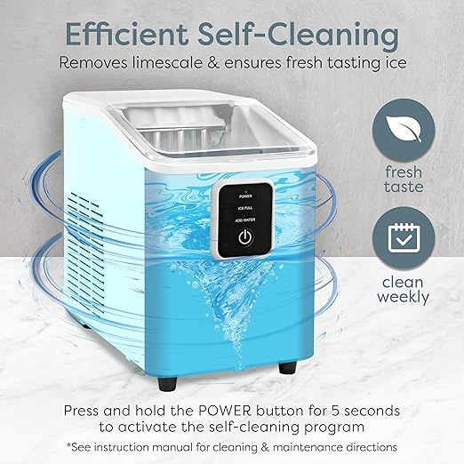 Igloo Self-Cleaning Countertop Ice Maker - Compact and Portable - Creates 26 lbs. Per Day, 8 Pieces Ready Every 7-8 Minutes - Includes Ice Scoop and Basket - Aqua