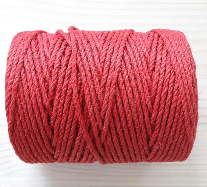 4mm x 200 Feet Red Jute Rope, Twine for Gardening Tomato Climbing Plant Tie Floristry Crafts Gift Wrapping Packing Decor