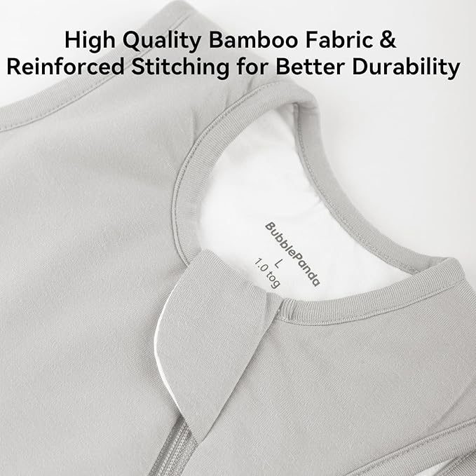 BubblePanda Rayon Made from Bamboo Sleep Sack 2t-3t 1.0 Tog Soft Toddler Sleeping Sack 24-36 Months for Babies 2-Way Zipper Baby Wearable Blanket