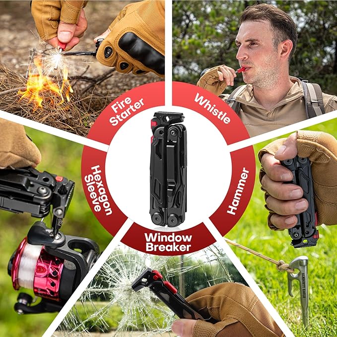 WETOLS Multitool with Pocket Knife, 27-in-1 Stainless Steel Needle Nose Pliers with Screwdrivers, Self-locking Multi tool EDC Gear with Sheath, Ideal for Survival, Outdoor, Camping