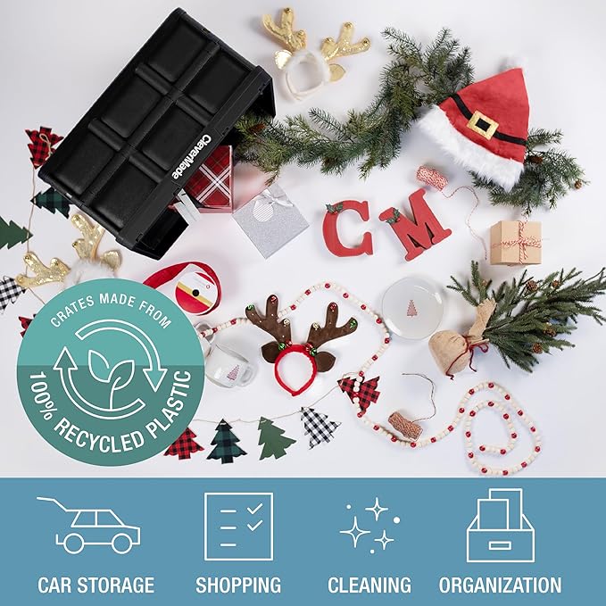 CleverMade Collapsible Storage Bins - Stone 3 Pack 46L - Stackable Containers Heavy Duty Capacity Folding Crates - Space-Saving for Home