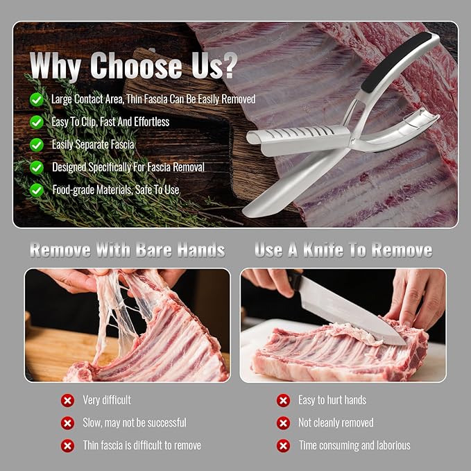 Rib Prep Tool Pro, BBQ Rib Skinner, Stainless Steel Rib Membrane Remover Tool, Ergonomic Design for Effortless BBQ Rib Preparation ﻿ (2pc)