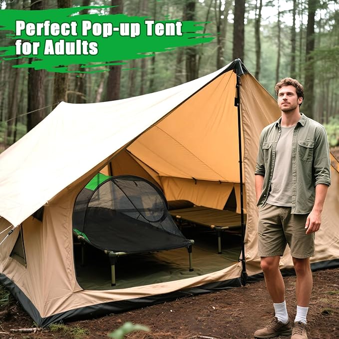 1 Person Pop-up Mosquito Tent for Camping - Breathable & Fine Mesh Camping Bug Screen Net with Carry Bag, Instant Portable Screen Tent for Teenagers/Adults
