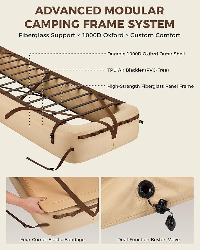 KingCamp Air Mattress Frame, Portable Inflatable Camping Cot Base Heavy Duty Bed Frame for Outdoor Travel & Home Tent (Bed Frame Only, Air Pump and Mattress Not Included) - 2 Packs