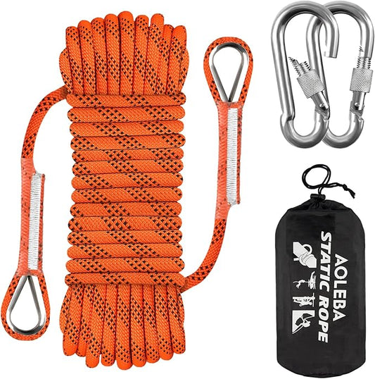 AOLEBA 10.5 mm Static Climbing Rope 10M(32ft) 20M(64ft) 30M(96ft) 50M(160ft) 70M(230ft) Outdoor Rock Climbing Rope, Escape Rope Ice Climbing Equipment Fire Rescue Parachute Rope
