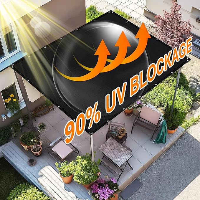Artpuch 90% Sun Shade Cloth, 3 x 16 FT Pergola Shade Cover Canopy with Grommets, Sun Screen Fabric Tarp for Patio, Outdoor, Garden, Backyard, Black