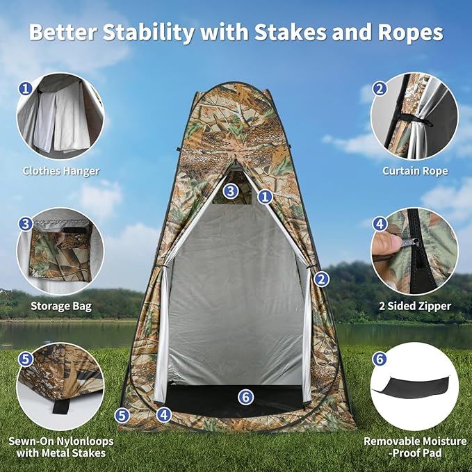Pop Up Privacy Shower Tent, Outdoor Portable Changing Tent Camping for Camping Beach Toilet Shower Bathroom Changing Room Sun Shelter with Window with Carry Bag