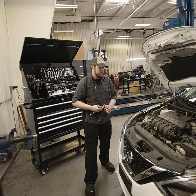 Montezuma – XL450B – 36-Inch Portable TRIANGLE Toolbox – Multi-Tier Design – 16-Gauge Construction – SAE and Metric Tool Chest – Weather-Resistant Toolbox – Lock and Latching System, Black