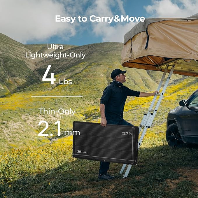 BougeRV Arch 100 Watt Fiberglass Flexible Solar Panel, Portable Bendable 12 Volts 10BB Mono Cell for RV Camping Home Boat Marine Curve Surface Black