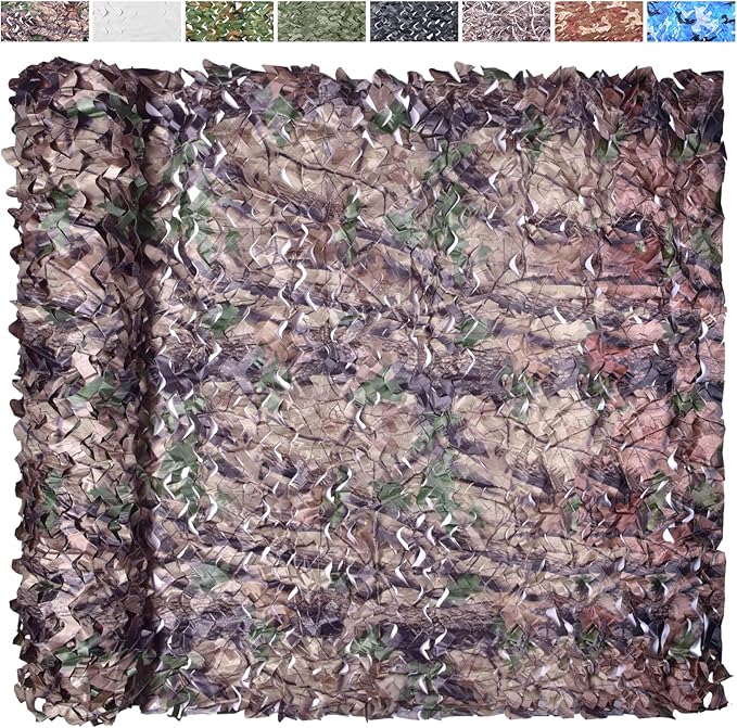 Camo Netting Camouflage Netting 20x20 10x20 10x10 Bulk Roll Burlap Camo Tarp Sunshade Net for Hunting Blind Dinosaur Birthday Jungle MilitaryTheme Party Decoration Camping Shooting