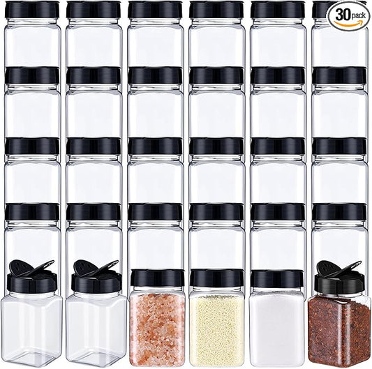 30 Pack Plastic Spice Jars with Shaker Lids Clear Seasoning Containers Spice Bottles for Kitchen Storing Spice Herbs Seasoning Powders(Triangle,12.2 oz)