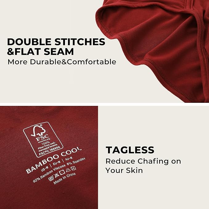 BAMBOO COOL Mens Breathable Soft Underwear Open-fly Classic Briefs, Tag-free