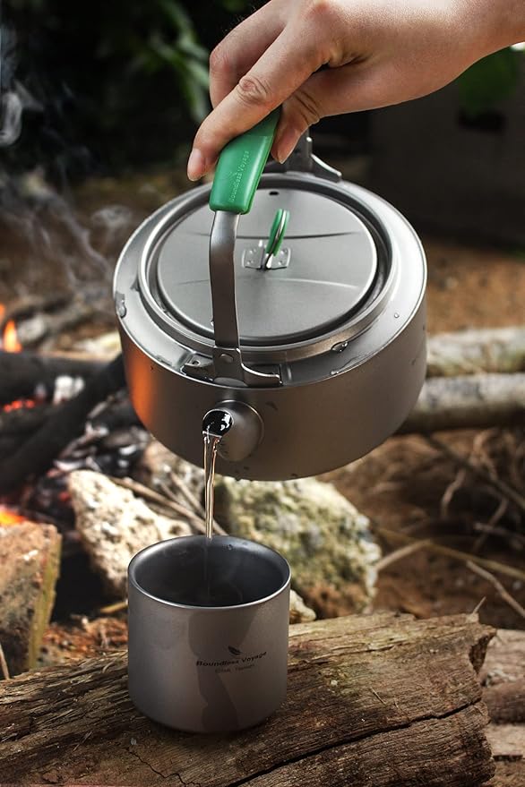 Boundless Voyage Titanium Kettle 800ml/1200ml with Folding Handle Filter Outdoor Camping Big Capacity Teapot (800ml)