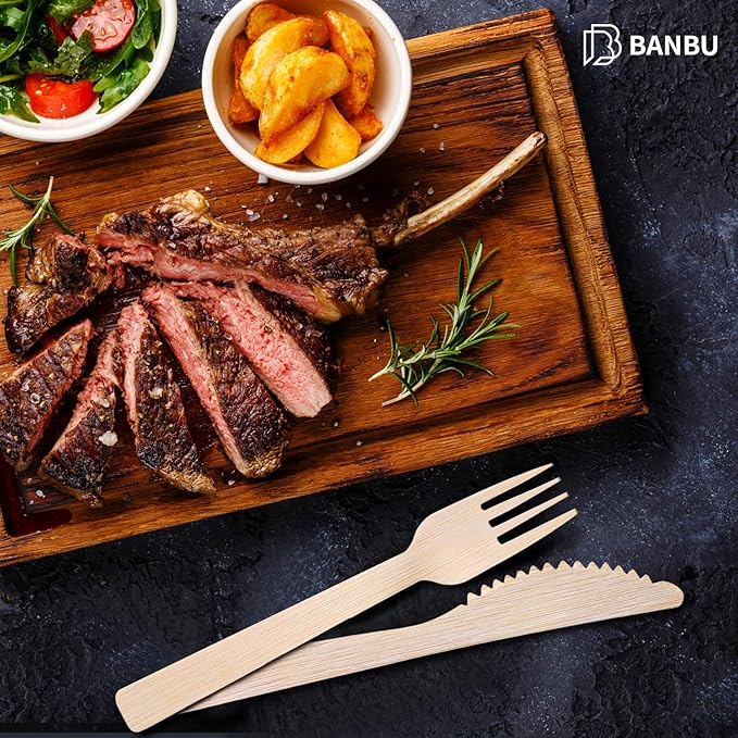 Bamboo Utensils Disposable- 200PK 6.7" Bamboo Forks Disposable 100% Compostable Biodegradable Renewable Natural Cutlery Fork for Travel/Camping/Wedding/Party