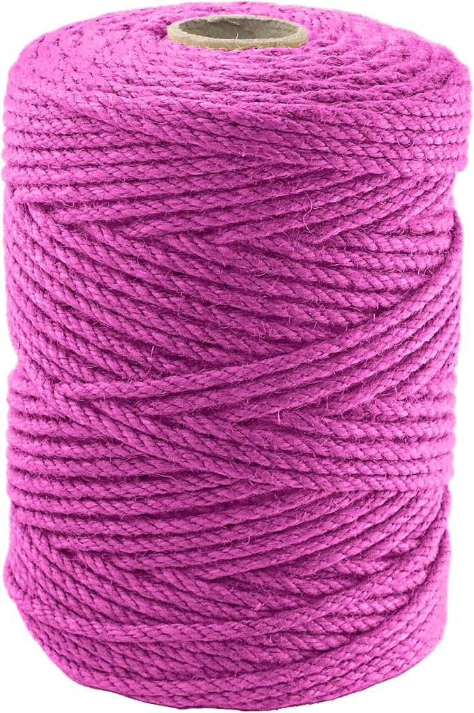 4mm x 300 Feet Pink Jute Rope, Twine for Gardening Tomato Climbing Plant Tie Floristry Crafts Gift Wrapping Packing Decor