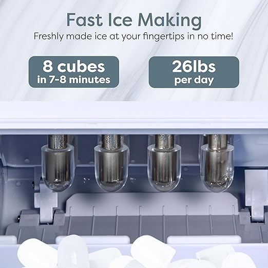 Igloo Self-Cleaning Countertop Ice Maker - Compact and Portable - Creates 26 lbs. Per Day, 8 Pieces Ready Every 7-8 Minutes - Includes Ice Scoop and Basket - Aqua