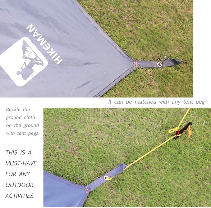 Hikeman Tent Footprint - Waterproof Camping Tarp, Heavy Duty Tent Floor Saver, Ultralight Ground Sheet Mat for Hiking, Backpacking, Hammock, Beach - Storage Bag Included(XL-83”x83”)