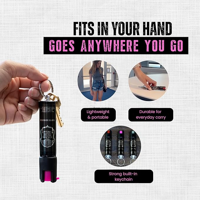 Police Magnum Compact Pepper Spray Self Defense Safety Tool- Strong Built-in Keychain Holder- Small Discreet Canister- Made in The USA- 1 Pack 3/4oz Twist Lock Keyring