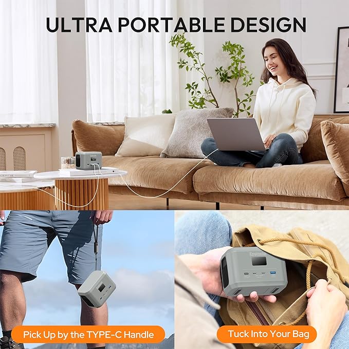 Enginstar Portable Power Station,Outdoor 99Wh LiFePO4 Battery,Solar Generator 100W Two-Way Fast Charging,Power bank for Camping, Traveling, Party and Emergencies