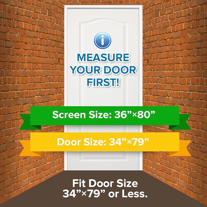DOOREASY Magnetic Screen Door, Full Length Loop Sewn Polyester Mesh, Add-on Magnets and Weight Bars, Quick Close No Slightest Gap(Fits Doors Up to 34"x79")