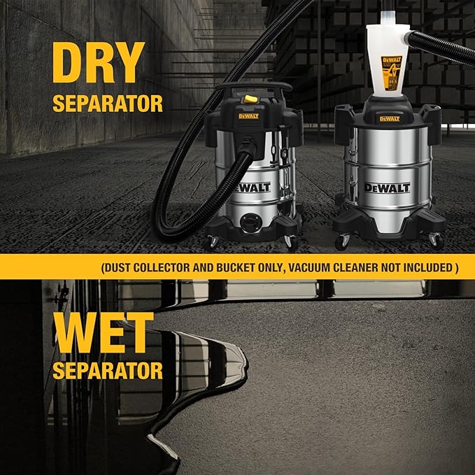 Dewalt Dust Separator with 10 Gal Stainless Steel Tank, 99.5% Efficiency Cyclone Dust Collector, High-Performance Cycle Powder Collector Filter, Dust Cyclone Collector, DXVCS003