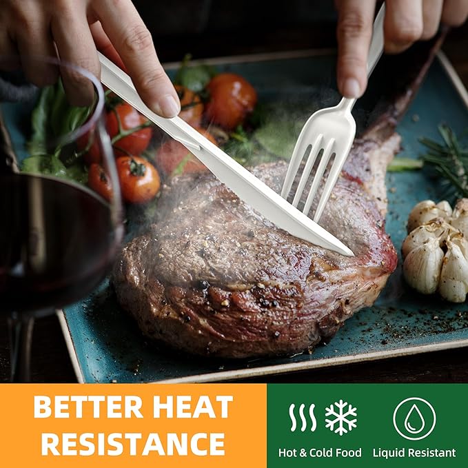 100% Compostable Knives, 7.7" 150pcs Large Disposable Cornstarch Cutlery Heavy Duty Eco-Friendly Utensils Durable and BPI-Certified Party Supplies No Plastic, Ivory White