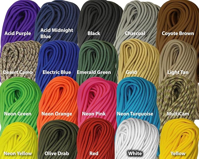 1/4" ParaMax Paracord 100 ft – 1000 lb Type IV Rope for Dog Leashes, Camping, Kayak Anchor - Made in USA - Gold