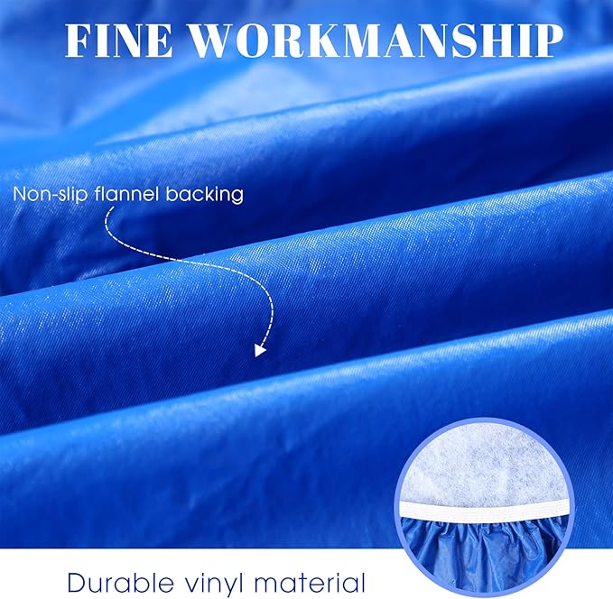 3 Pcs Picnic Table and Bench Fitted Tablecloth Cover for 6 Ft Table 30 x 72 Inch Vinyl Fitted Elastic Edges Waterproof Wipeable Tablecloth for Indoor Outdoor Travel Picnics Patio Camping (Blue)