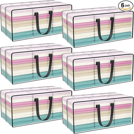 Clear Storage Bags with Zipper, 2 Pack Large Moving Bags Heavy Duty Extra Large, Plastic Storage Totes for Clothes, College dorm Packing Bag with Strong Handles