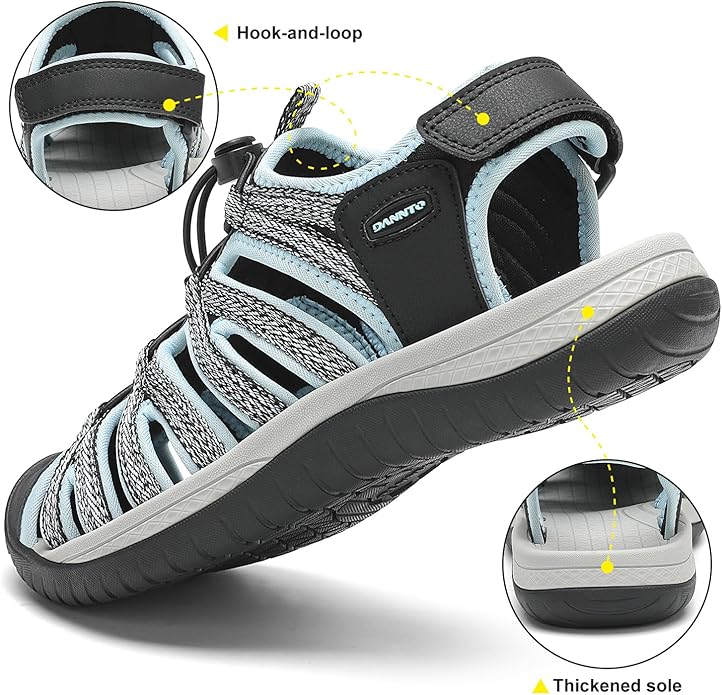 Dannto Women's Closed Toe Hiking Sandals Walking Water Sandal Comfort Athletic Sport Outdoor Sandals