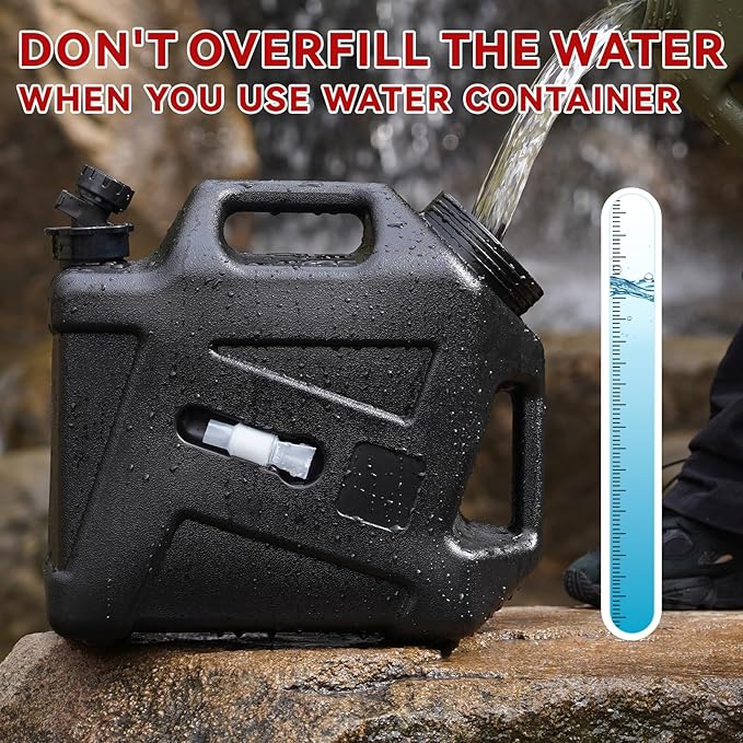 Camping Water Jug - 3.2 Gallan Water Container with Spigot | Portable Water Tank for Outdoor Hiking Picnic Supplies - Black