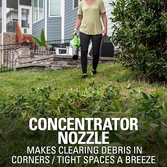 Greenworks 40V (120 MPH / 450 CFM / 75+ Compatible Tools) Cordless Axial Leaf Blower, 4.0Ah Battery and Charger Included