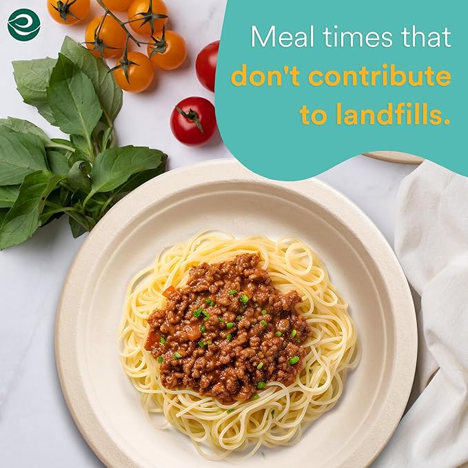 ECO SOUL 100% Compostable 10 Inch Paper Plates 400 [4x100 Pc] Disposable Bulk Party Plates I Heavy Duty Eco-Friendly Sturdy Dinner, Wedding, Event Plates I Biodegradable Unbleached