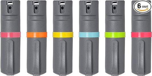 POM 6-Pack Pepper Spray Flip Top Pocket Clip - Maximum Strength OC Spray for Self Defense - Tactical Compact & Safe Design - 25 Bursts & 10 ft Range - Powerful & Accurate Stream Pattern