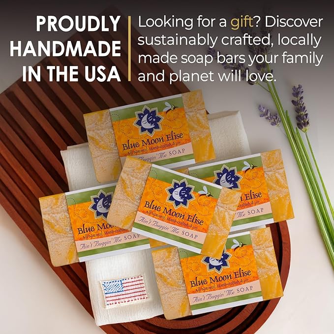 Ain't Buggin Me Citronella Soap - Natural Handmade Soap Made with Pure Citronella, Eucalyptus and Lemongrass Essential Oils - A Must-have for Camping and Outdoor Activities (5pk)