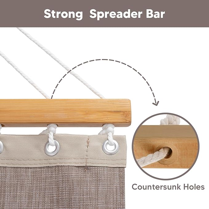 SUNCREAT Portable Hammock with Stand Included, Stand Alone Backyard Hammock for 2 Person, 450 lbs Capacity, Brown