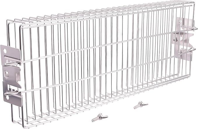 Stainless Steel Flat Rotisserie Grill Basket Large Size, Fits 1/2" or 3/8" Hexagon, 3/8" or 5/16" Square Spit Rod, If 3/4" Square Spit Rod MUST Use Together With DEWOSEN Rotisserie Forks