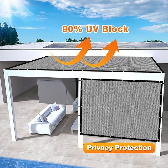 Artpuch Outdoor Pergola Shade Cover 4x18 FT Sun Shade Cloth with Grommets Light Grey 90% UV Protection Canopy Patio Privacy Screen (Customized Available)