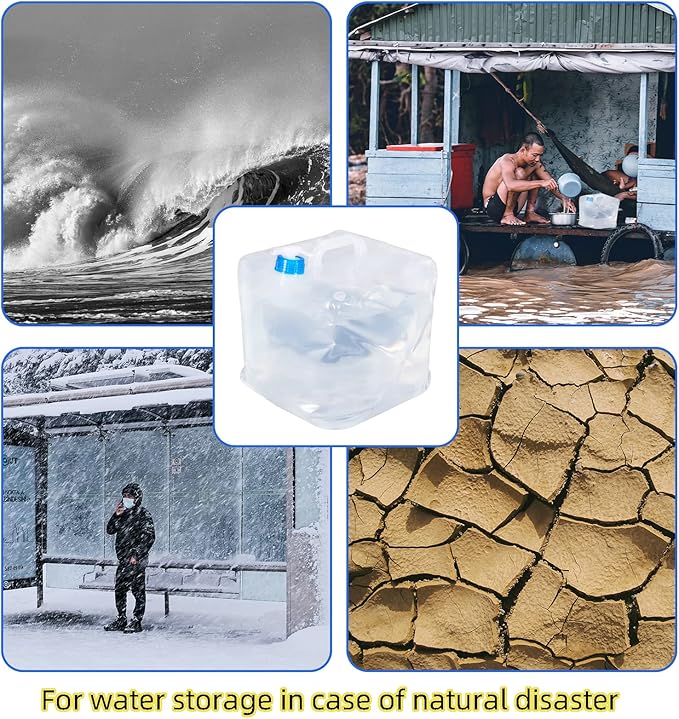 2 Pack Collapsible Water Container with Spigot, Foldable Cube Water Jugs Portable Water Storage for Outdoors Camping Hiking Disaster Preparedness & Survival Gear 1.4/2.6/4/5.3 Gallon