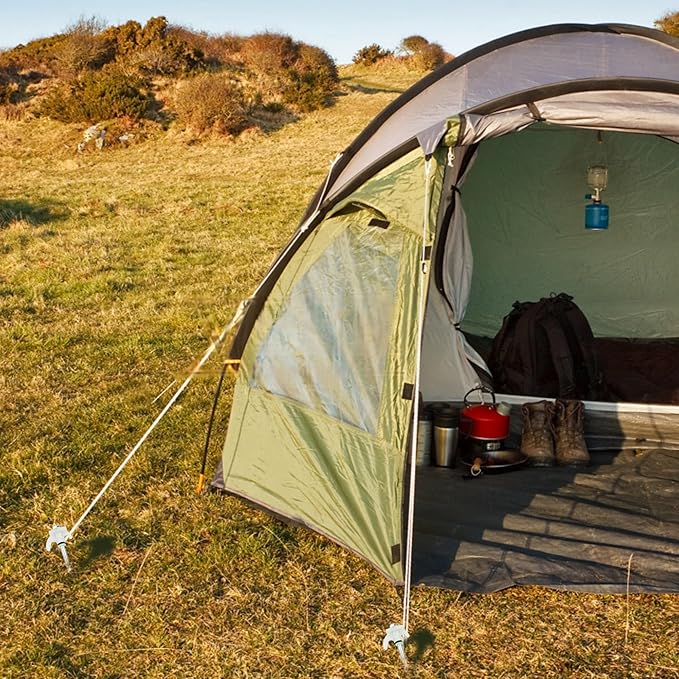 20 Pack 10" Screw in Tent Stakes Heavy Duty, Glow in The Dark Metal Stakes with Hex Head Driver, Ground Anchors for Camping, Patio, Awning, Canopy, and Windy Conditions