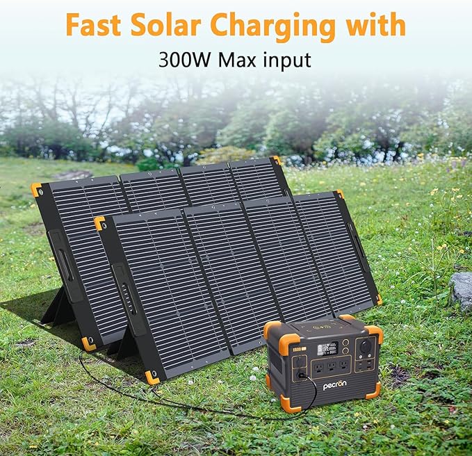 pecron Portable Power Station E600LFP 614Wh Solar Generator Power Station with 3X1200W AC Outlets 100W USB-C PD Output LiFePO4 Battery Backup for Outdoor Camping Emergency