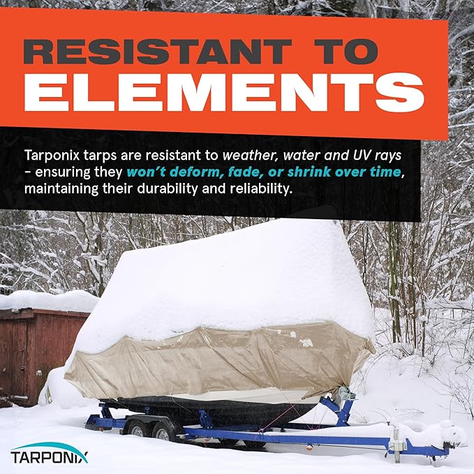 10' x 10' Extra Heavy-Duty Tan Poly Tarp – 12 Mil Thick, Waterproof, UV-Resistant Polyethylene with Reinforced Edges, Double-Stitched Hems, and Rustproof Grommets