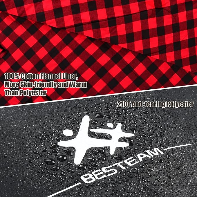 Double Sleeping Bag Flannel for Adults Kids, Queen Size for 2 Person with 2 Pillows, Warm & Cold Weather Sleeping Bag for Camping, Hiking, Waterproof Lightweight with Compression Sack