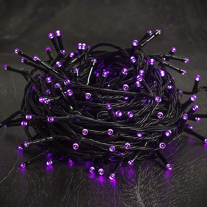 300 LED Halloween Lights, 98.5FT Halloween String Lights with 8 Lighting Modes, Waterproof & Connectable Mini Light, Plug in for Indoor Outdoor Holiday Christmas Party Bedroom Decorations (Purple)
