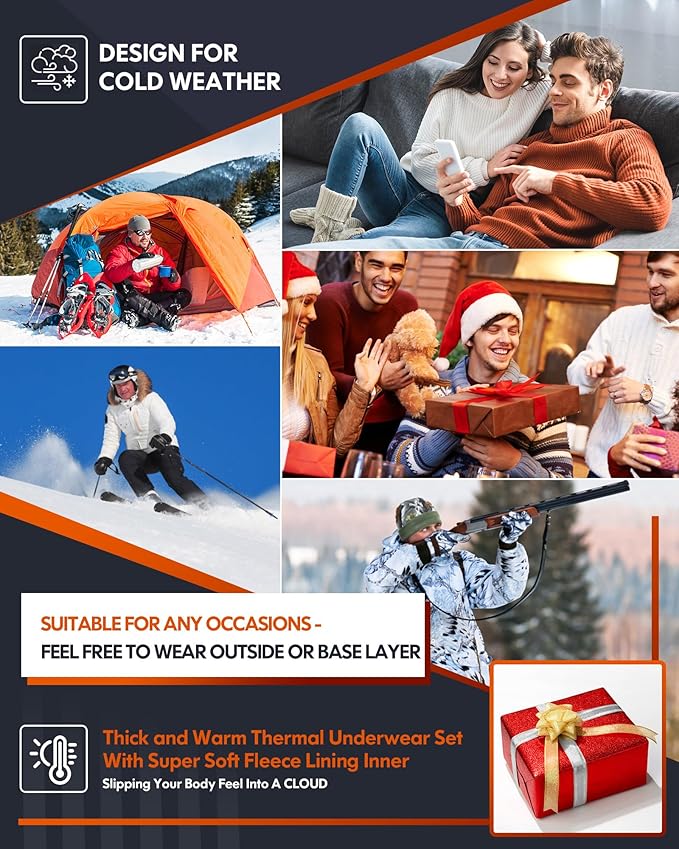 CL convallaria Thermal Underwear Long Johns Set Mens Winter Gift Hunting Gear Sport Base Layer Bottom Top