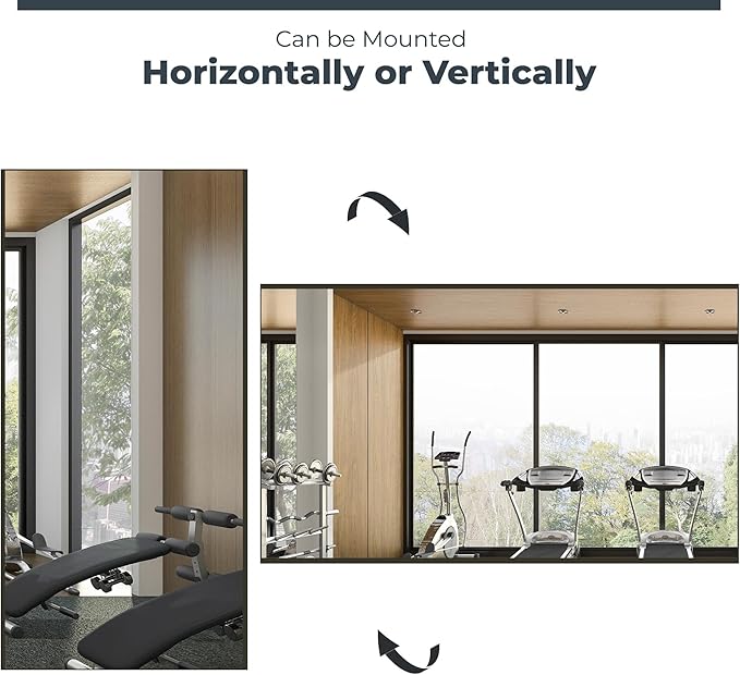 Glassless Large Mirror Shatterproof Unbreakable Wall Mirror for Gym, Dance Studio, Home Workout Room – 0.04mm Nano Film – Gold 26" x 60"